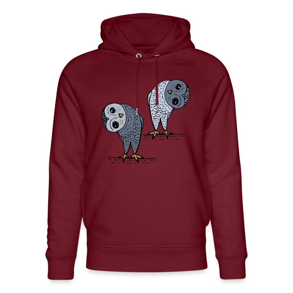 Unisex Bio-Hoodie von Stanley & Stella - Staunende Eulen - Burgunderrot