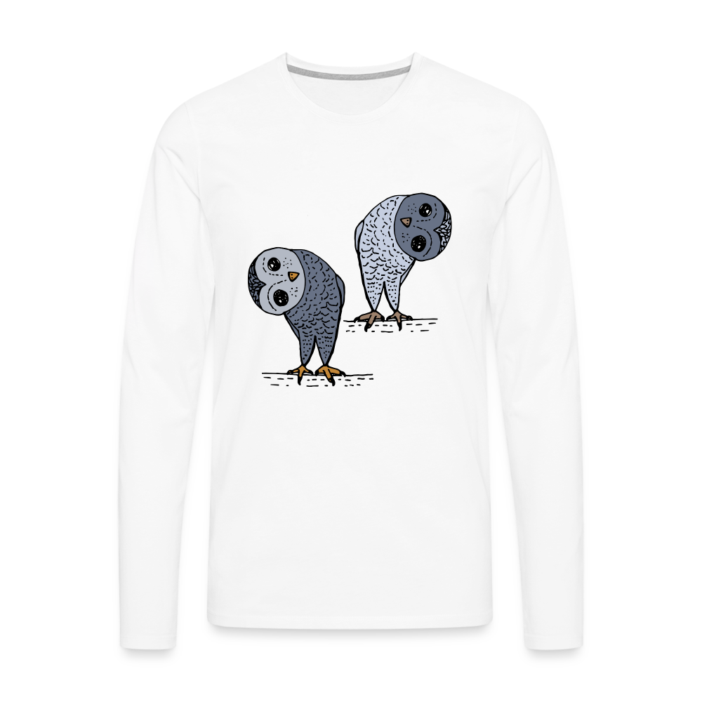 Männer Premium Langarmshirt - Staunende Eulen - weiß