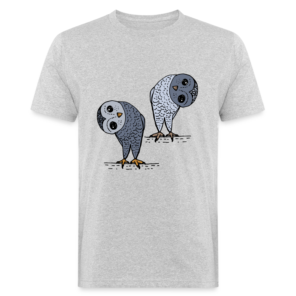 Männer Bio-T-Shirt - Staunende Eulen - Grau meliert