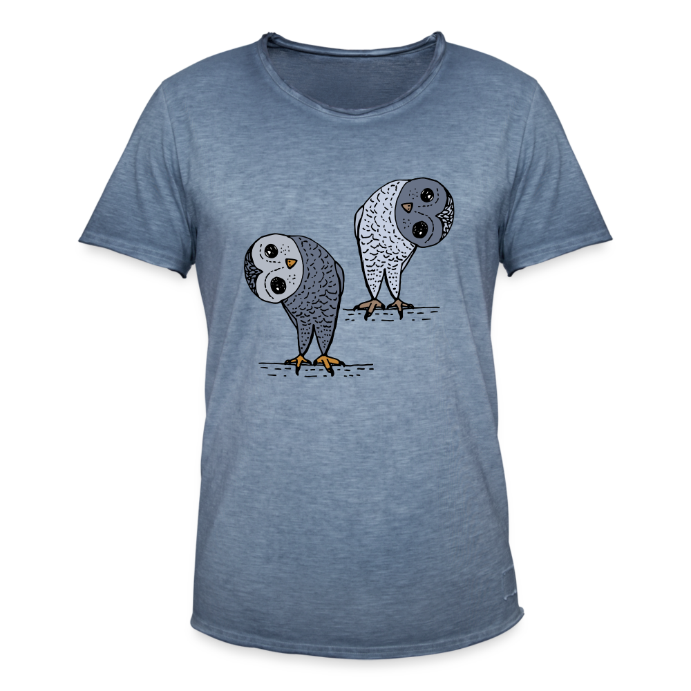 Männer Vintage T-Shirt - Staunende Eulen - Vintage Denim