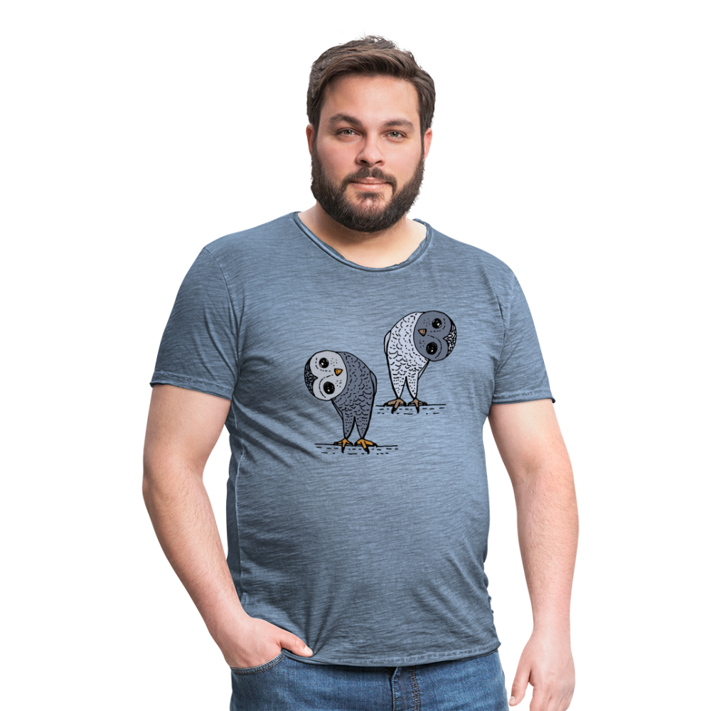 Männer Vintage T-Shirt - Staunende Eulen - Vintage Denim