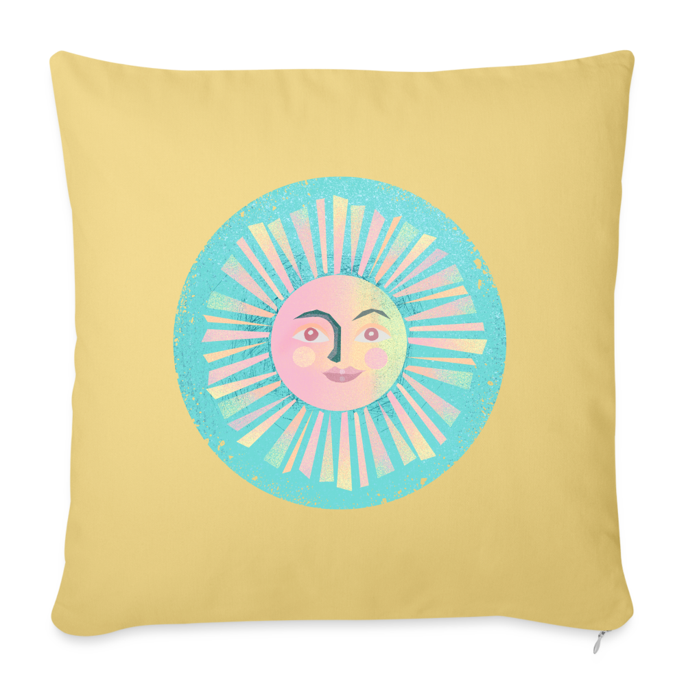 Sofakissen mit Füllung 44 x 44 cm - “Vintage-Sonne” - Hellgelb