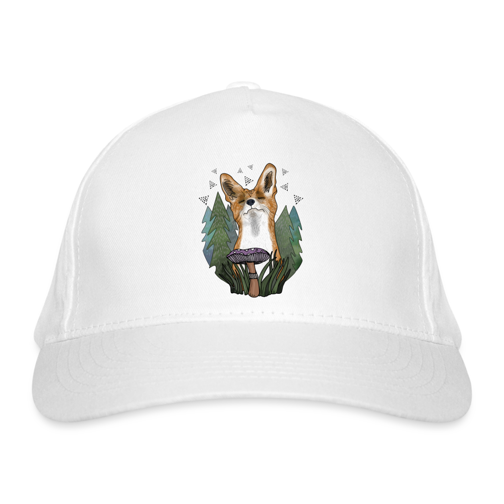 Bio-Baseballkappe - Glücklicher Fuchs - weiß