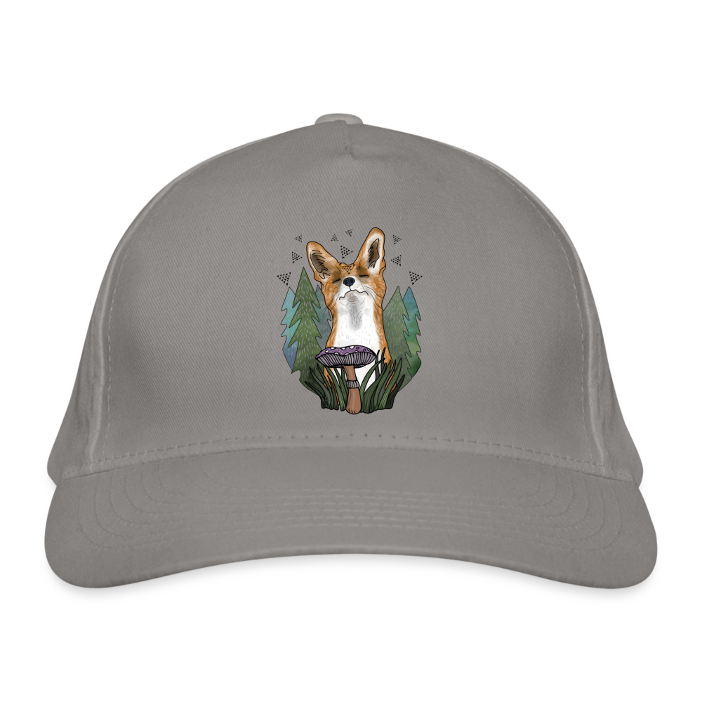 Bio-Baseballkappe - Glücklicher Fuchs - Hellgrau
