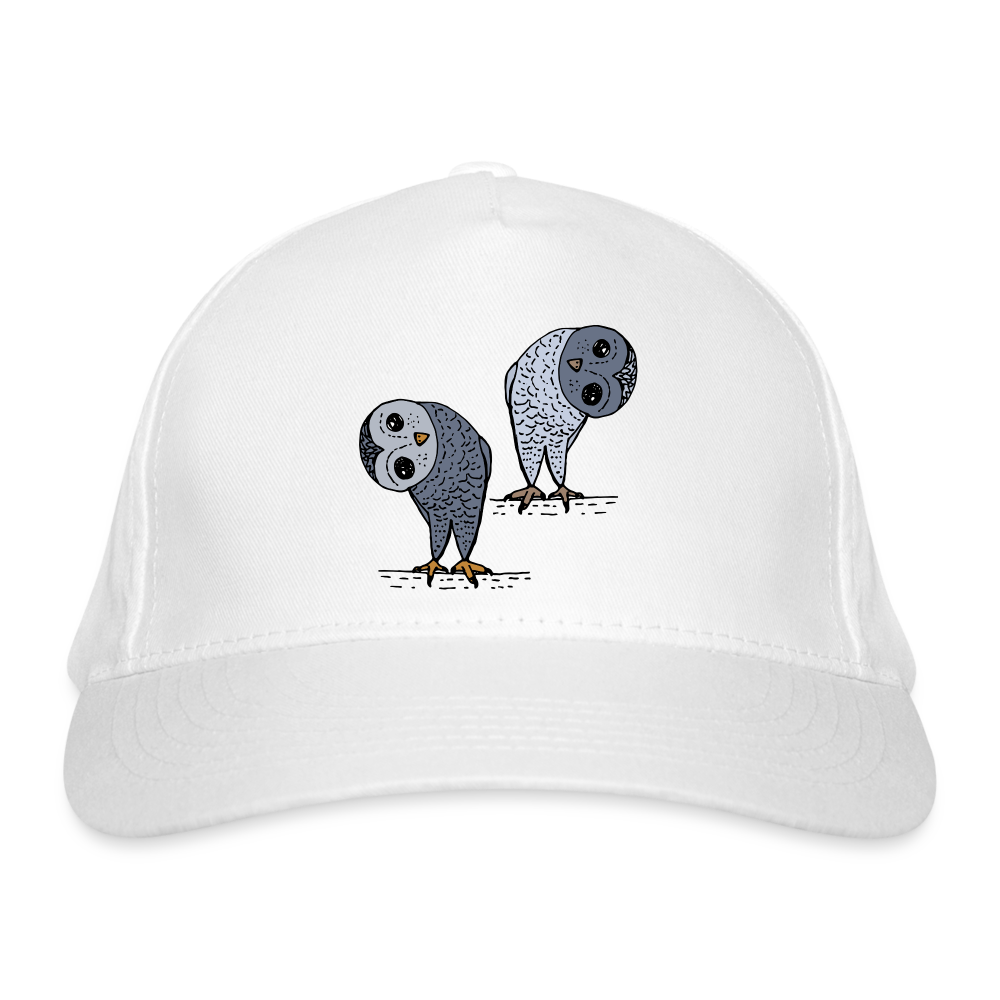 Bio-Baseballkappe - Staunende Eulen - weiß