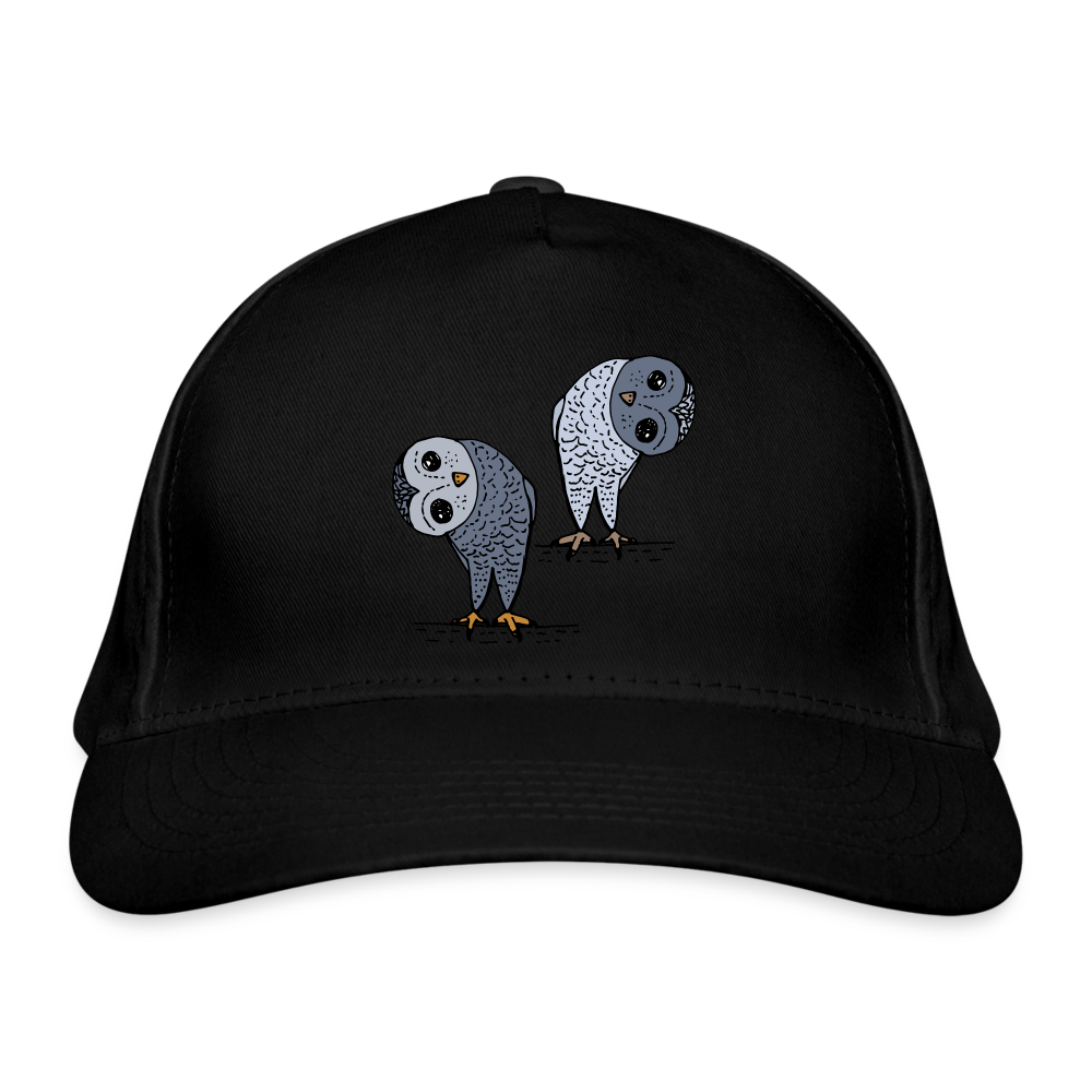 Bio-Baseballkappe - Staunende Eulen - Schwarz