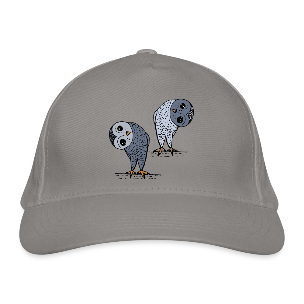 Bio-Baseballkappe - Staunende Eulen - Hellgrau