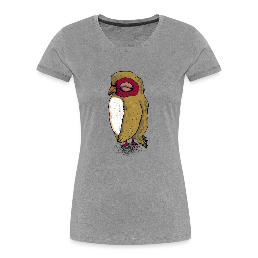 Frauen Premium Bio T-Shirt - Kleine braune Eule - Grau meliert