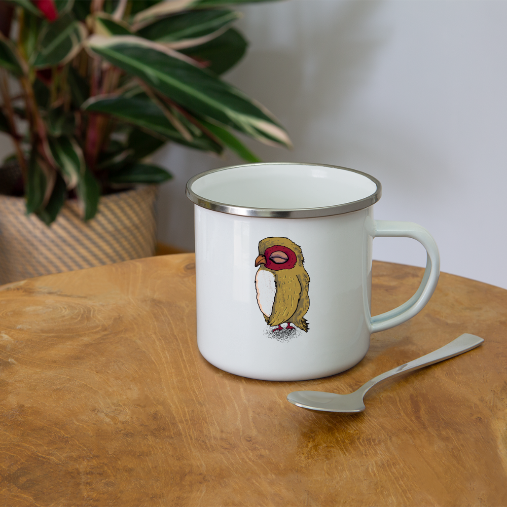 Emaille-Tasse - Kleine braune Eule - weiß