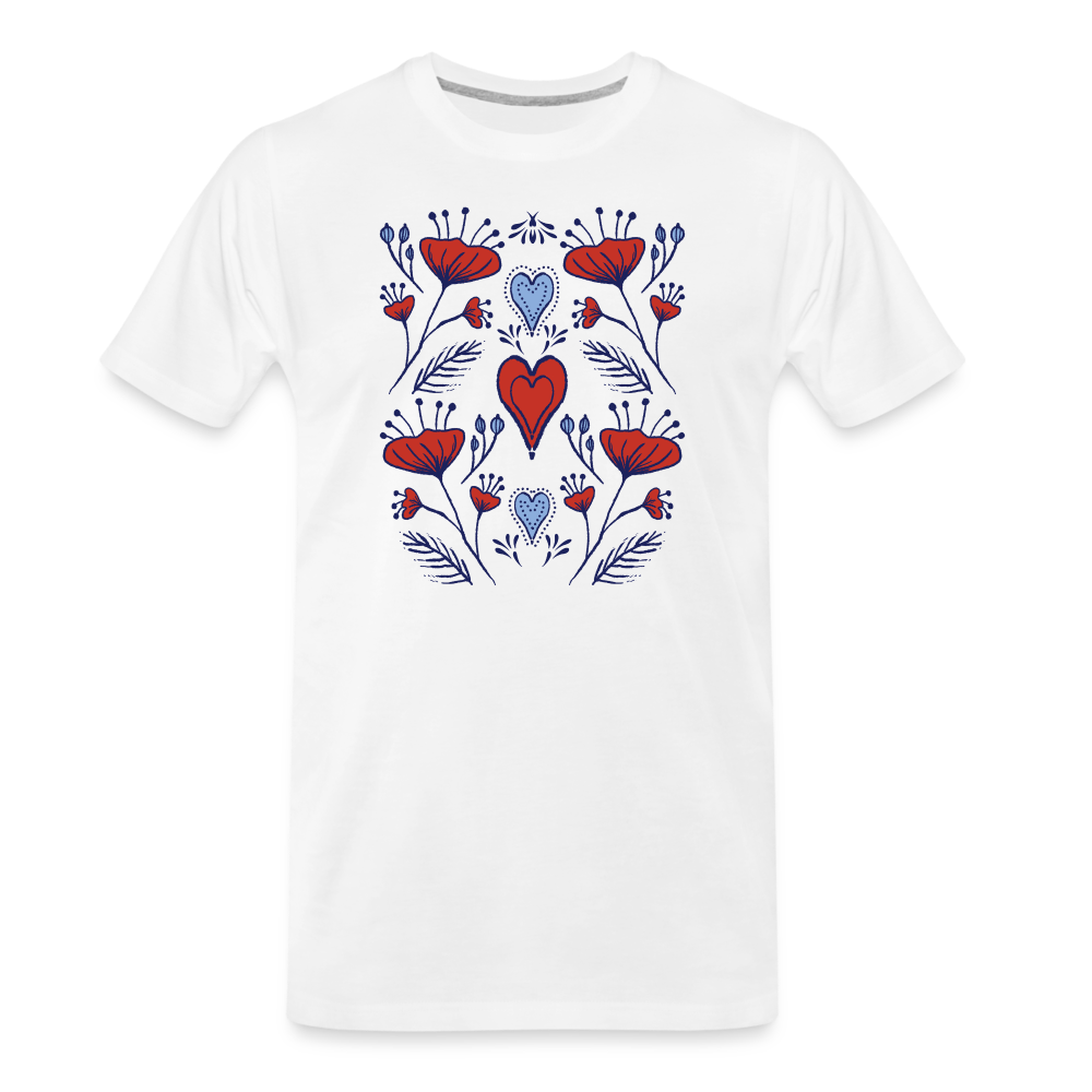 Männer Premium Bio T-Shirt "Folklore Mohn" - weiß