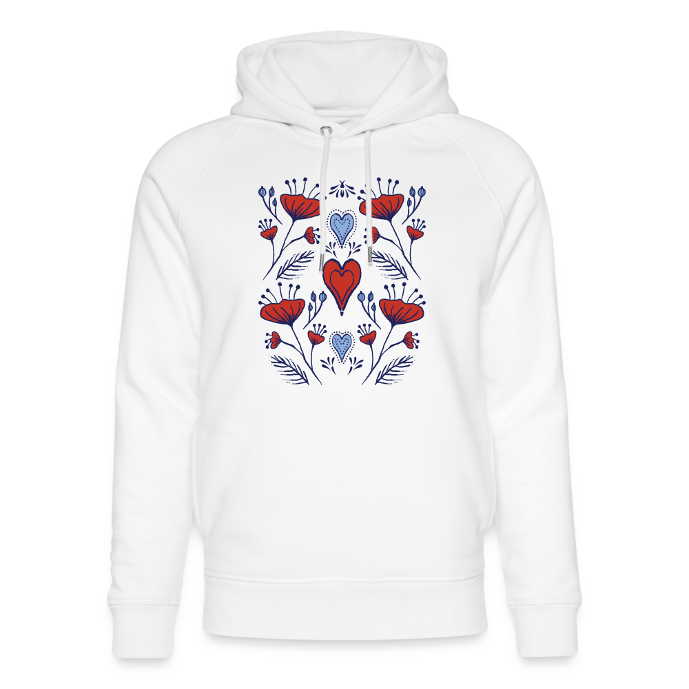 Unisex Bio-Hoodie - "Folklore Mohn" - weiß