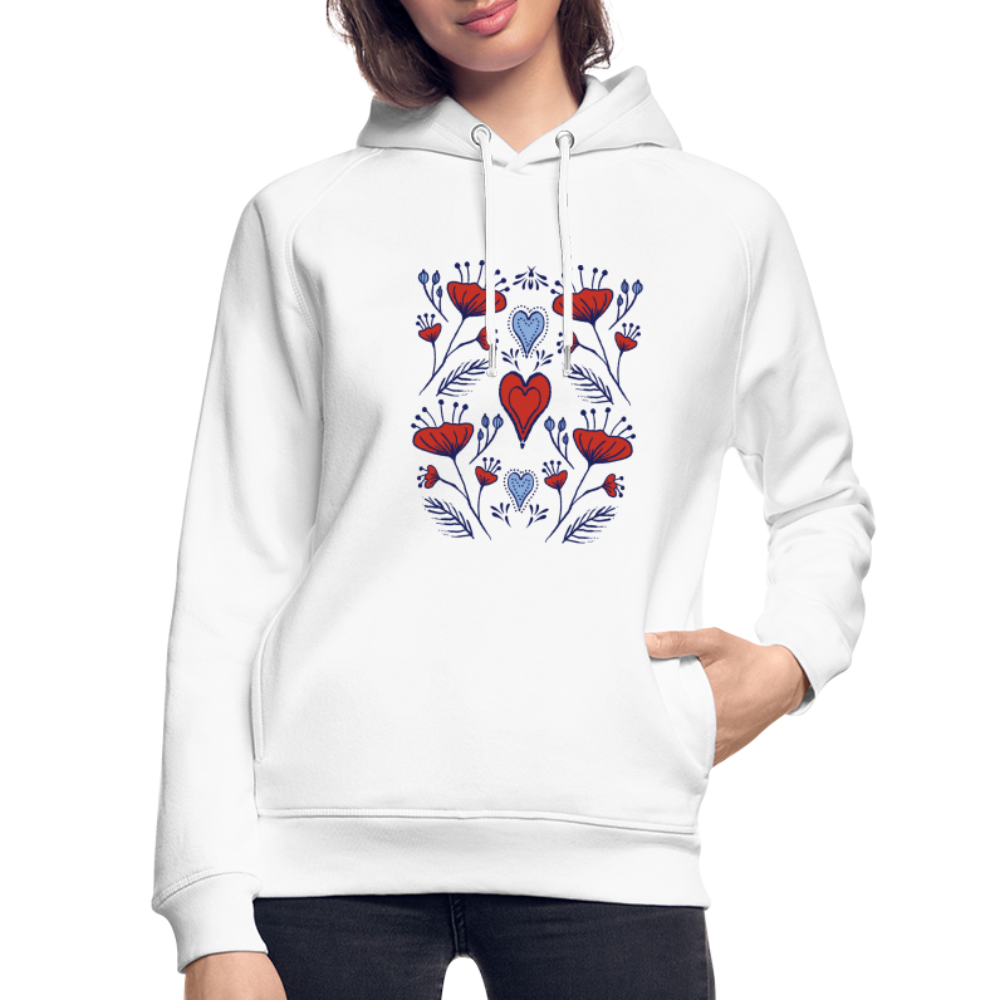 Unisex Bio-Hoodie - "Folklore Mohn" - weiß