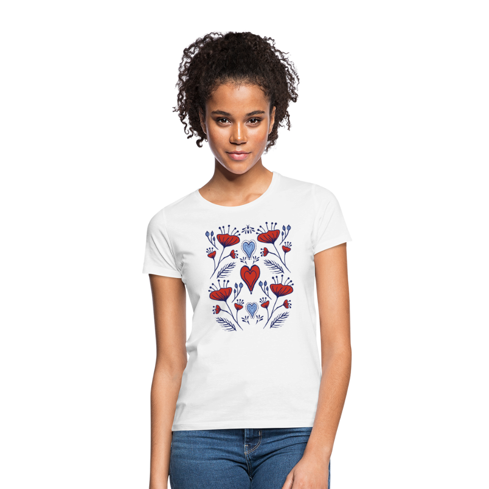 Frauen T-Shirt - "Folklore Mohn" - weiß