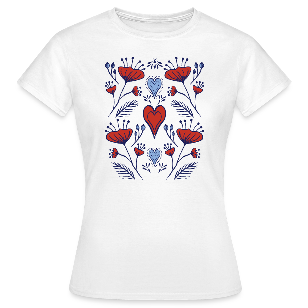 Frauen T-Shirt - "Folklore Mohn" - weiß