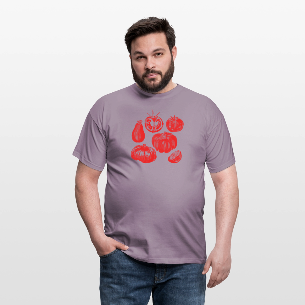 Männer T-Shirt - “Tomato Glow” - Lilagrau 