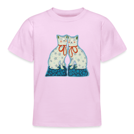 Teenager T-Shirt - “Zwei Porzellankatzen” - Hellrosa