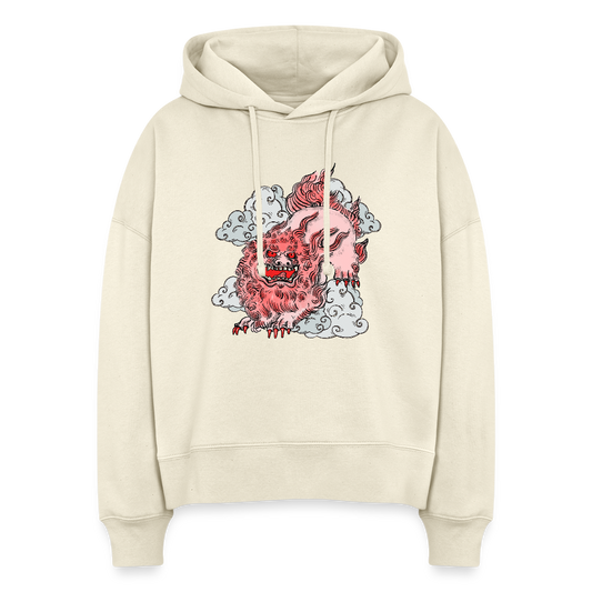 Stanley/Stella Boxy Frauen Bio Hoodie - “Fu Dog” - Weißgrau