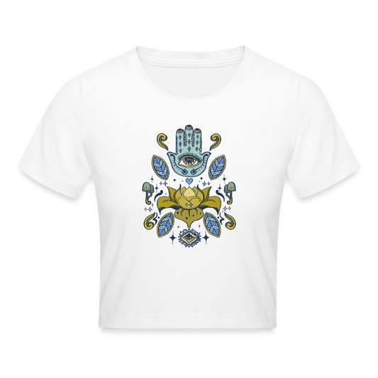 Crop T-Shirt - "Fatimas Lotos" - Weiß