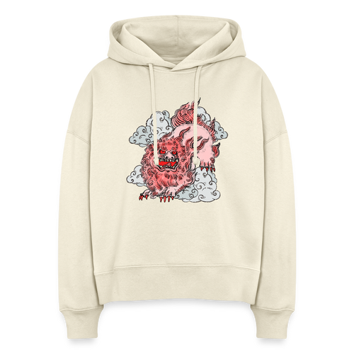 Stanley/Stella Boxy Frauen Bio Hoodie - “Fu Dog” - Weißgrau