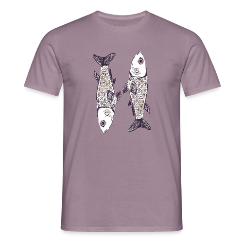 Männer T-Shirt - “Zwei Sardinen” - Lilagrau 