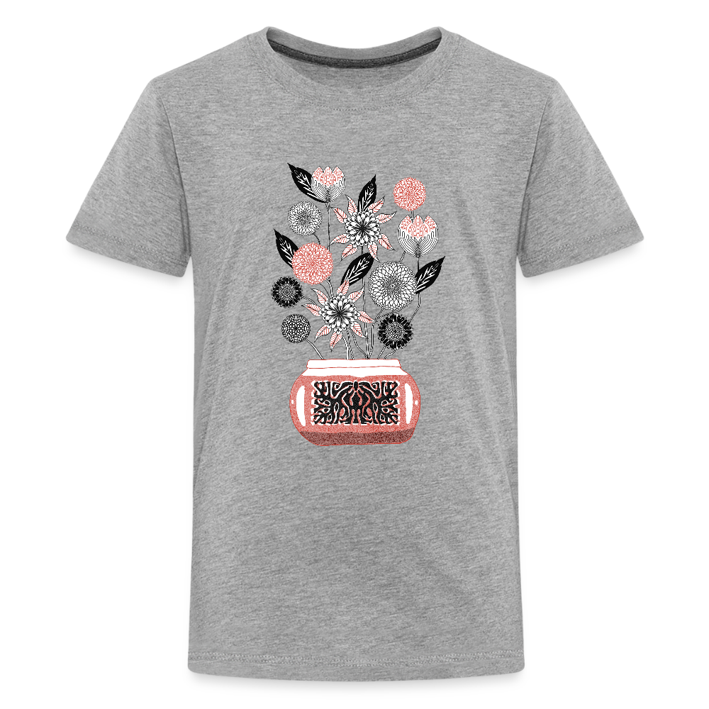 Teenager Premium T-Shirt - “Vintage Vase” - Grau meliert