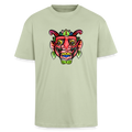 Heavy Oversize T-Shirt - "Bunte Maske" - Leichtes Salbeigrün 