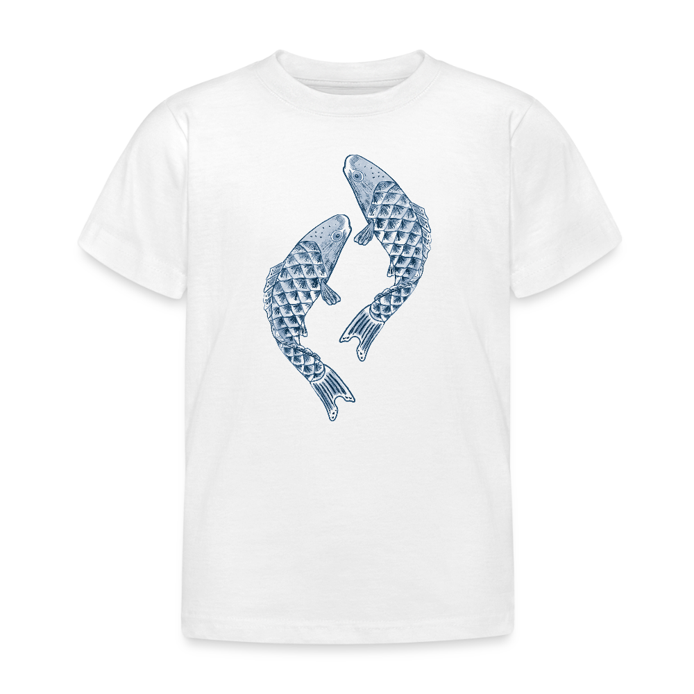 Kinder T-Shirt - “Blaue Kois” - Weiß
