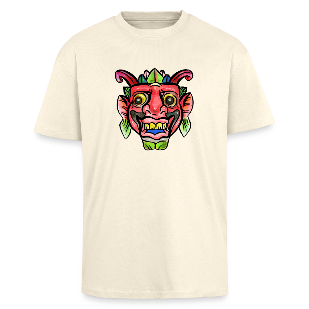 Heavy Oversize T-Shirt - "Bunte Maske" - Creme