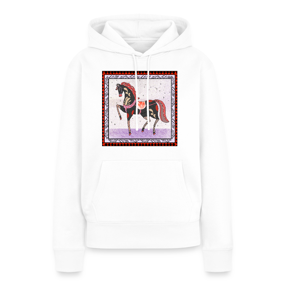 Frauen Premium Hoodie - "Rotes Pferd" - Weiß