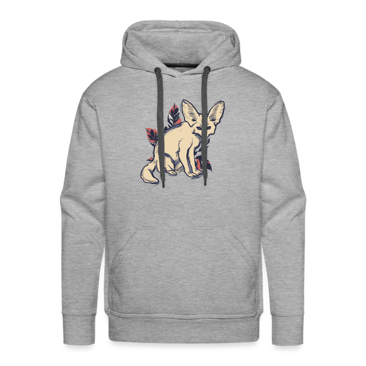 Men’s Premium Hoodie - "Vintage Wüstenfuchs" - Grau meliert