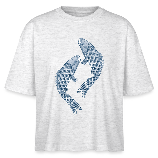 Stanley/Stella Frauen Boxy Bio-T-Shirt - “Blaue Kois” - Weiß meliert