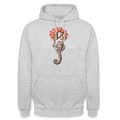 Unisex Hoodie - "Seepferdchen Mandarin" - Hellgrau meliert