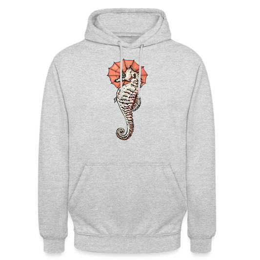 Unisex Hoodie - "Seepferdchen Mandarin" - Hellgrau meliert
