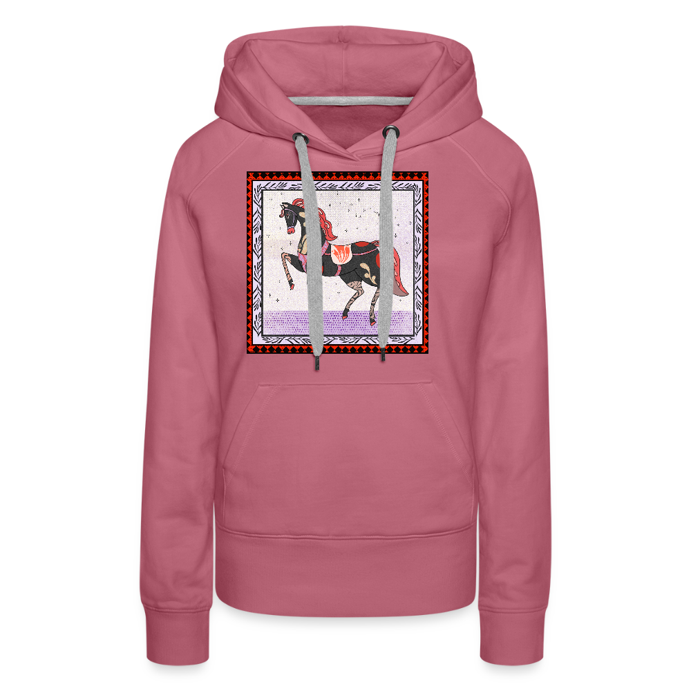 Frauen Premium Hoodie - "Rotes Pferd" - Malve