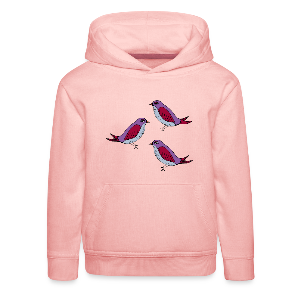 Kinder Premium Hoodie - 3 Amseln - Kristallrosa