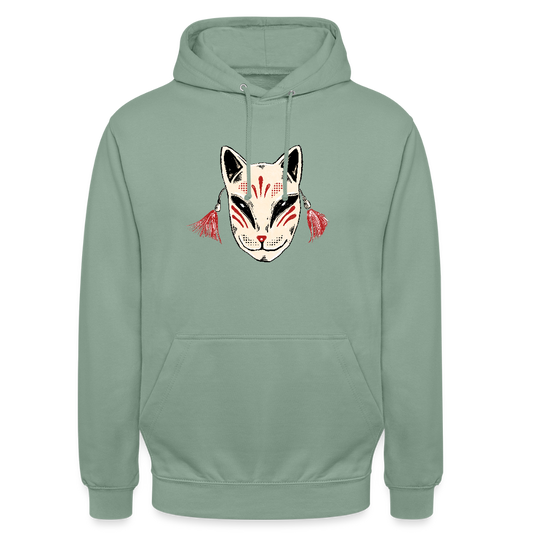 Unisex Hoodie - “Japanische Maske” - Graugrün