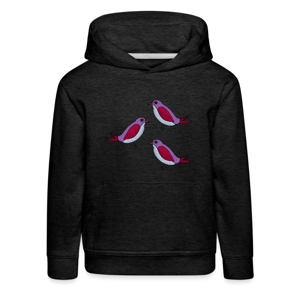 Kinder Premium Hoodie - 3 Amseln - Anthrazit