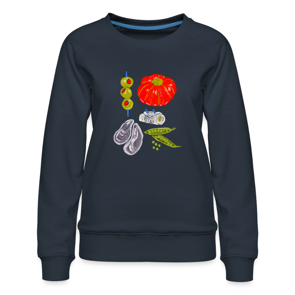 Frauen Premium Pullover - “Bon Appétit” - Navy