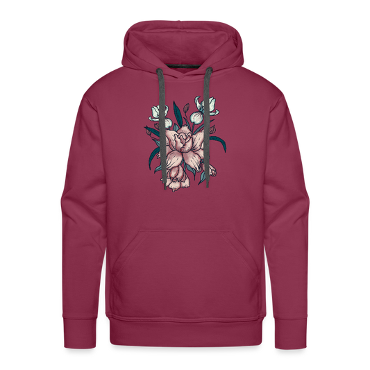Men’s Premium Hoodie - "Vintage-Orchideen" - Bordeaux
