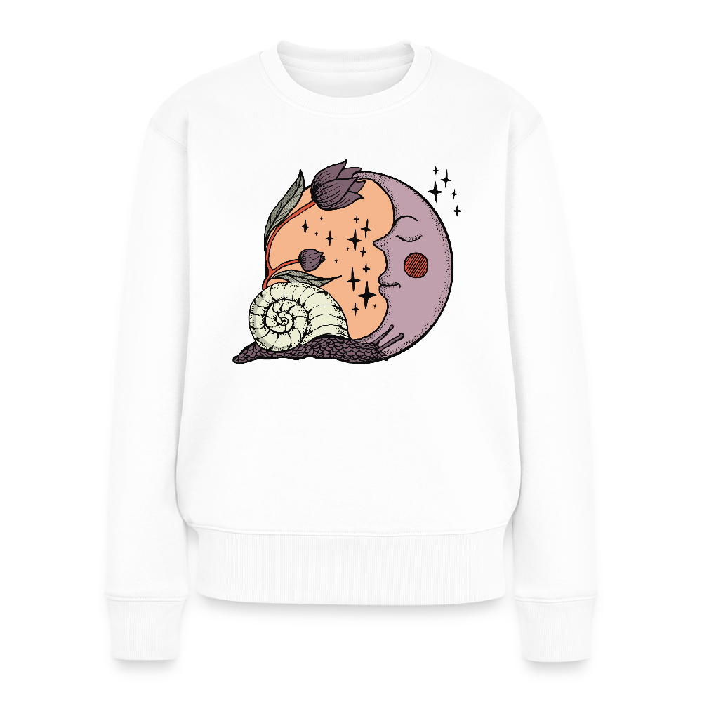 Frauen Premium Pullover - “Cottagecore_Schnecke und Mond” - Weiß