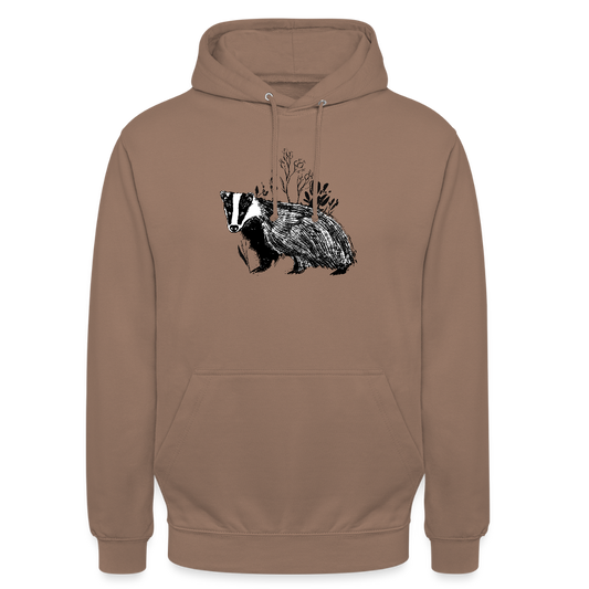 Unisex Hoodie "Dachs im Gras" - Mokka