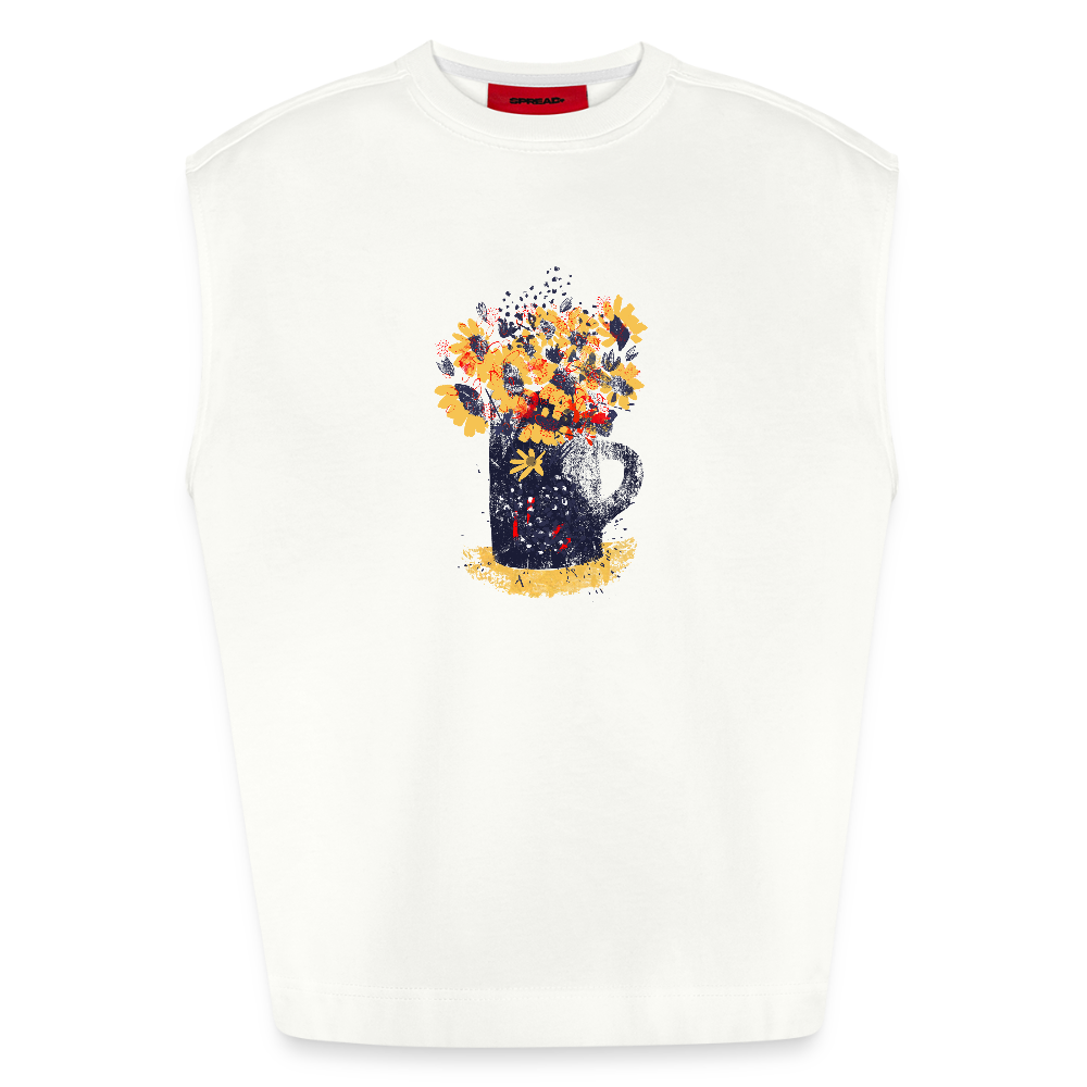 Heavyweight Oversized Organic Tank Top - “Wildblumen” - OFF WHITE