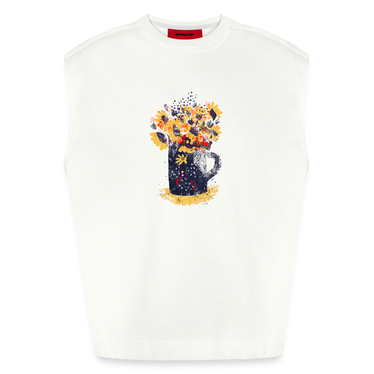 Heavyweight Oversized Organic Tank Top - “Wildblumen” - OFF WHITE