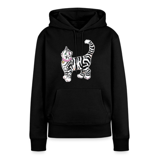 Frauen Premium Hoodie - “Getigerte Katze” - Schwarz