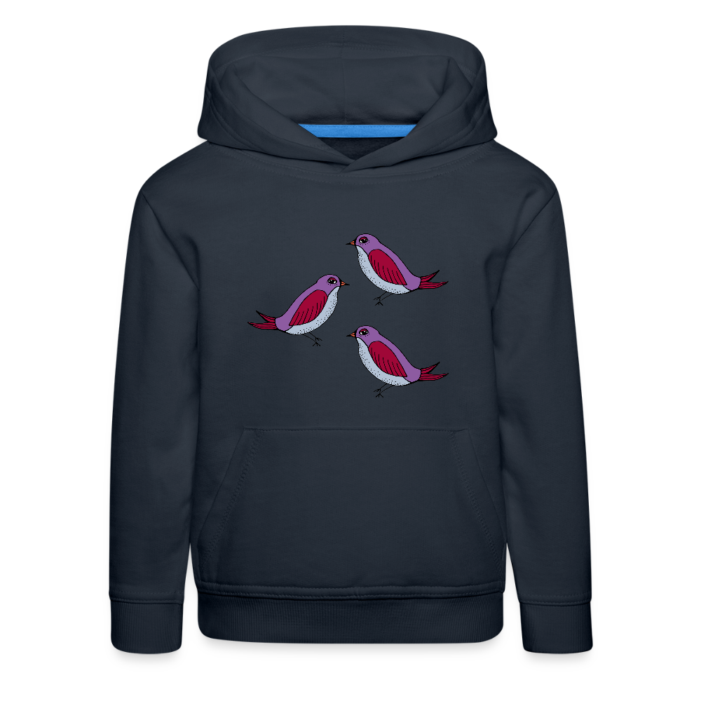 Kinder Premium Hoodie - 3 Amseln - Navy