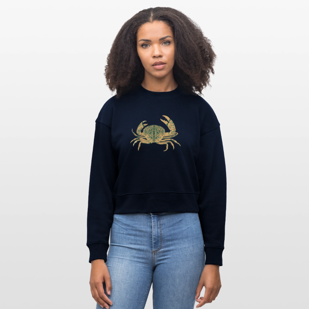 Stanley/Stella Cropped Frauen Bio-Sweatshirt - “Vintage Taschenkrebs” - Navy