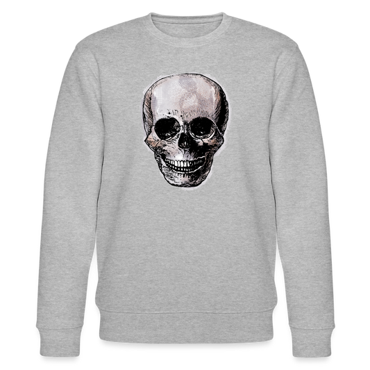 Männer Bio-Sweatshirt - "Totenkopf in Tinte" - Grau meliert