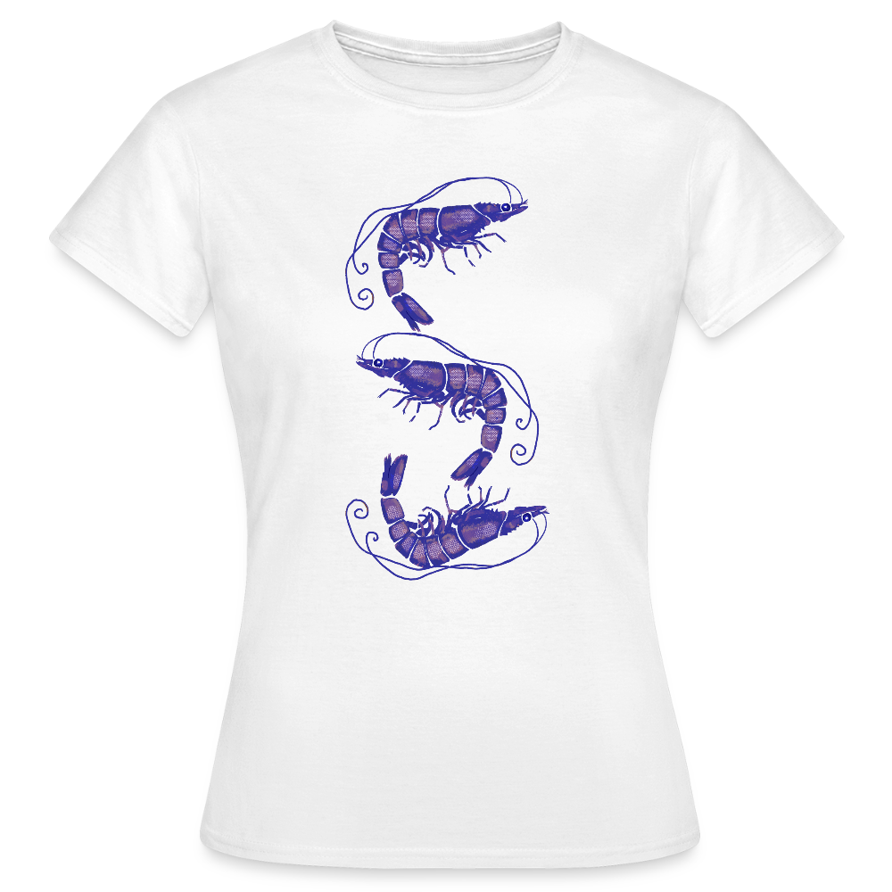 Frauen T-Shirt - "Blue Shrimps" - Weiß