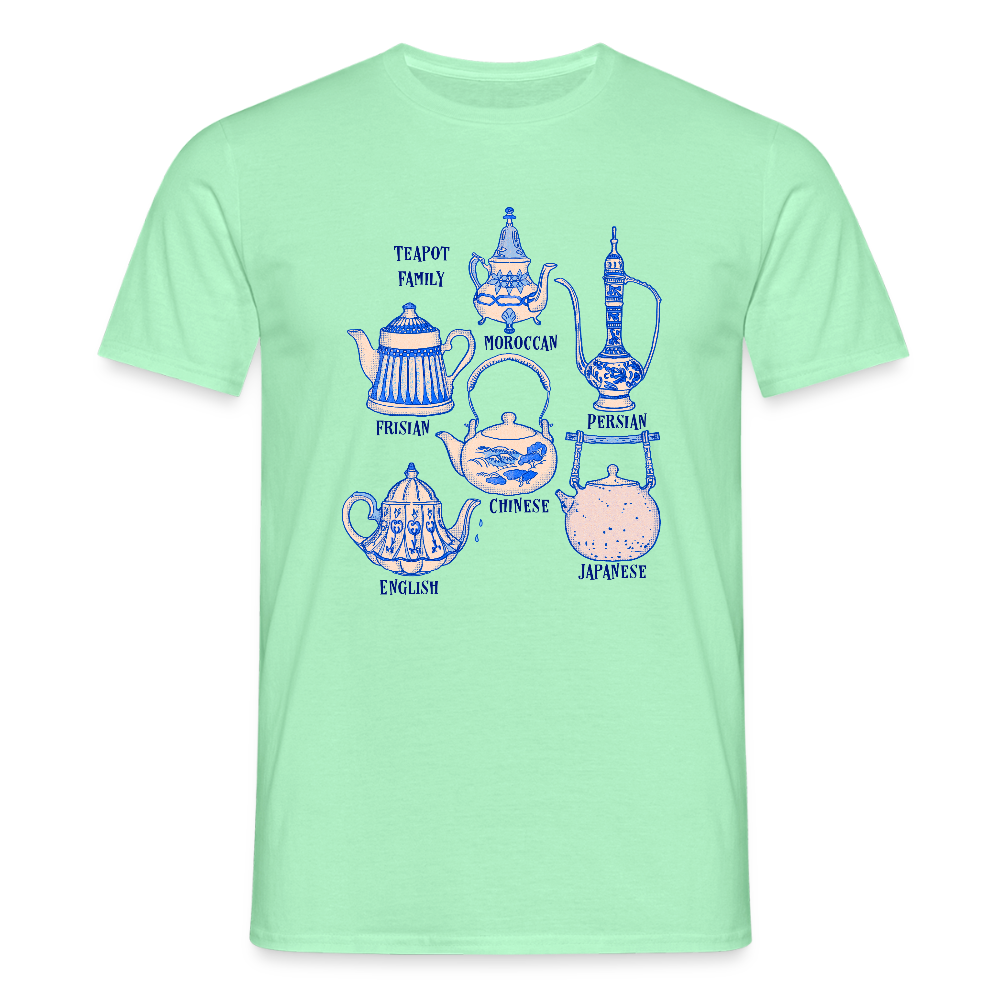 Männer T-Shirt - “So Many Teapots” - Mintgrün