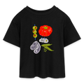Teen Cropped Jersey T-Shirt - “Bon Appétit” - Schwarz
